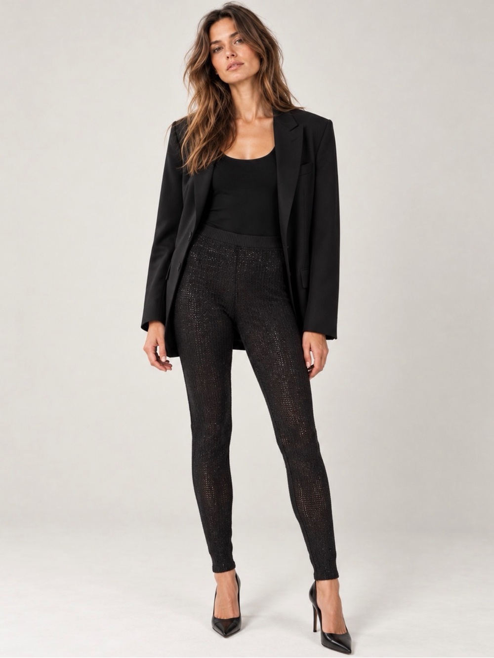 Kimchi Blue Black Open Knit Leggings Small NWOT
